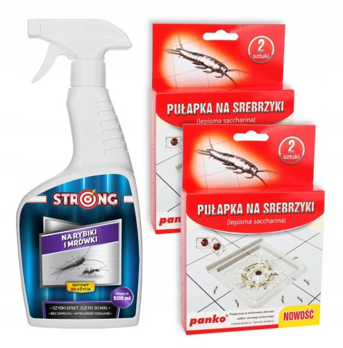  Tekućina protiv žohara, komaraca, mrava, muha, pauka, buha, stjenica, srebrnih ribica Strong 0,6 kg + 2× Panko zamka za srebrne ribice 0,1 kg 1000 ml