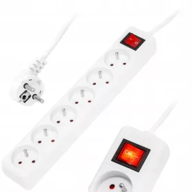 Produžni kabel za puhanje 1,5 m, 6 utičnica, bijeli