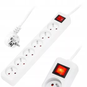 Produžni kabel za puhanje 3 m, 6 utičnica, bijeli
