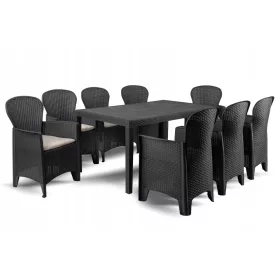   Vrtni namještaj PRINCE ANTHRACITE - Moderan set za vrt s 8 sjedala