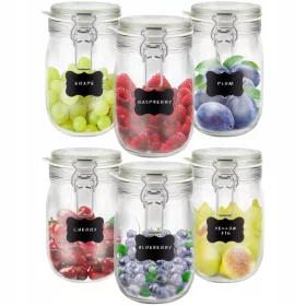   Set staklenih posuda za hranu Creative Home s naljepnicama 6 x 1000 ml