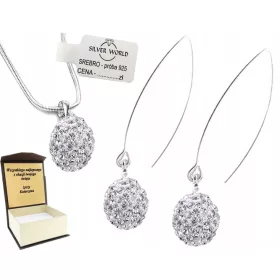 Srebrni komplet nakita sa Swarovski cirkonima i gravurom