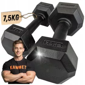  Fiksne bučice od lijevanog željeza Kawmet 2x 7,5 kg