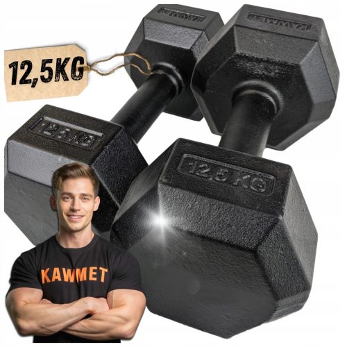 Fiksne bučice od lijevanog željeza Kawmet 2x 12,5 kg