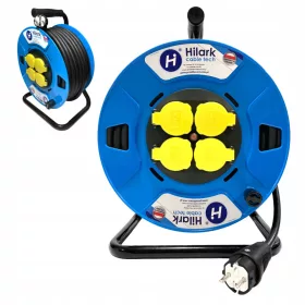   Produžni kabel na kolutu Hilark, vrtni, 25 m, 4 utičnice, crni