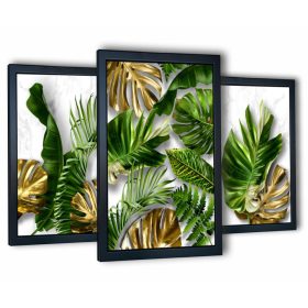   Tropski Monstera 3-dijelni slikarski set za dnevnu sobu 130x63