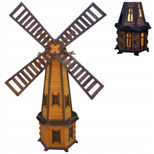  Vrtna vjetrenjača Koiuszek Ogrody W10_S 235 cm drvena sa solarnom LED rasvjetom