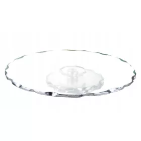   Sjajna srebrna rotirajuća staklena ploča za posluživanje kolača i voća