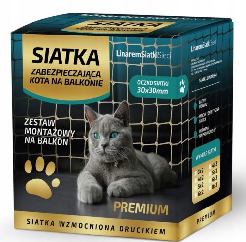 Linarem Premium zaštitna mreža za balkon 5x3m sa Cat žicom
