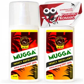   Sredstvo protiv insekata - 2× Mugga Deet sprej protiv komaraca i krpelja 50% 75 ml + Samoljepljive etikete u pravokutnim listovima 1 kom.