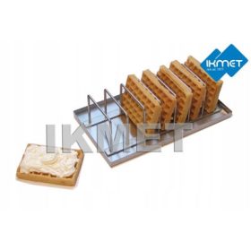   Najbolji inox stalak za pečenje vafli s držačem za 7 komada. Ovaj visokokvalitetni stalak za vafle izrađen je od nehrđajućeg čelika i dolazi s pladnjem za 7 vafli. Idealan je za odmaranje i serviranje