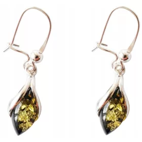 Srebrne naušnice od jantara, zelene, nježne