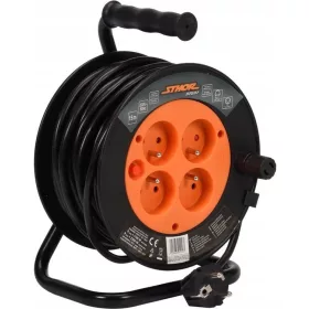 Produžni kabel Sthor kolut 15 m, 4 utičnice, crni