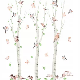 Breza Životinje Šuma Zidna Naljepnica 200x100cm