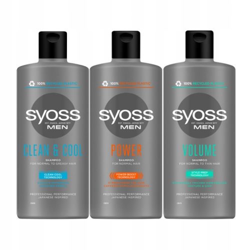 Syoss MEN Čisti Power Šampon za Volumen 3x440 ml