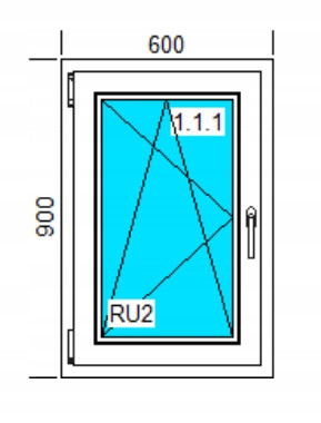 PROZOR PVC 600x900 Ru Bijeli Lijev