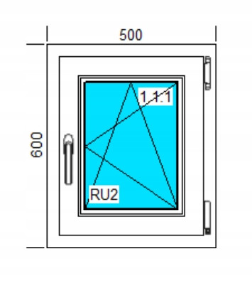 PROZOR PVC Bijeli 500x600mm Rozwierno-Uchylne