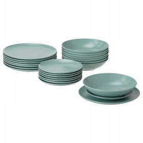   IKEA FARGKLAR Rustikalni Servis za Jelo, 18 komada, Svijetlo Tirkizna