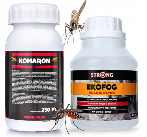  Tekućina protiv krpelja, komaraca Komaron Forte 250 ml + Tekućina protiv žohara, krpelja, komaraca, mrava, muha, pauka, buha, stjenica, srebrnih ribica Strong 0,35 kg 250 ml