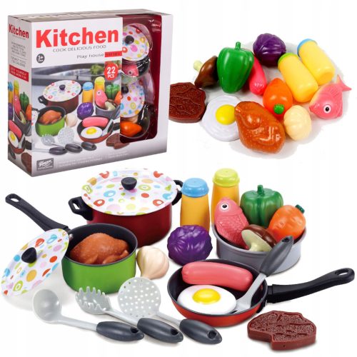 Dječji kuhinjski set s 22 metalna lonca