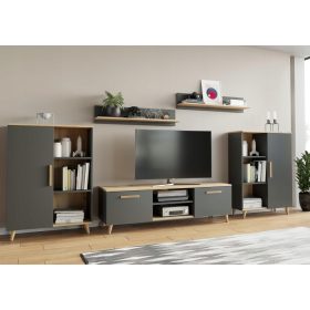 Meblošcianka Oslo 2 za dnevni boravak u antracit sive boji