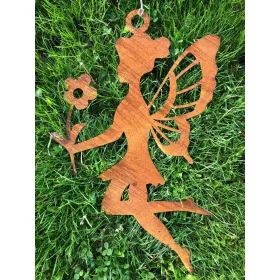 Vila sa škarama vrtni ukras Rust 42 cm