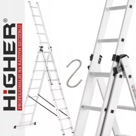 Ljestve više 7,1 m aluminijske 3 x 9 do 150 kg