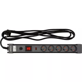   Produžni kabel za zaštitu od prenapona Sthor, 3 m, 5 utičnica, crni