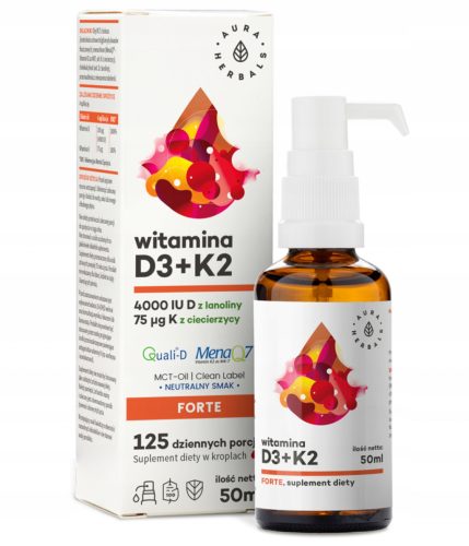 Vitaminski dodatak D3 4000 IU iz lanolina + K2 75 mcg iz slanutka, 125 porcija (50 ml)