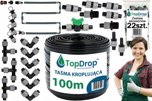 Set za kapanje Top Drop 100m za precizno navodnjavanje + KONEKTORI 22kom