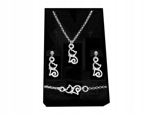 SET SREBRNIH MAČAKA SA CIRKONIMA, 925 srebro