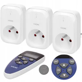  VIRONE ELEKTRIČNO 3-GNIAZDA Z DALJINSKIM UPRAVLJANJEM I TIMEROM