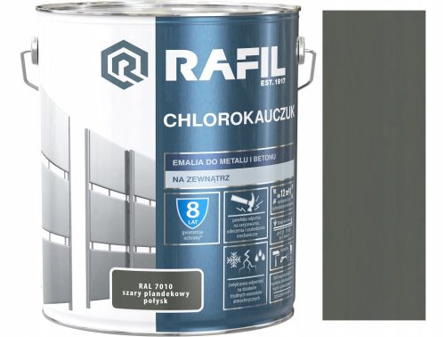 Rafil klorirani emajl za metal, 10 l, nijanse sive i srebrne, sjajni