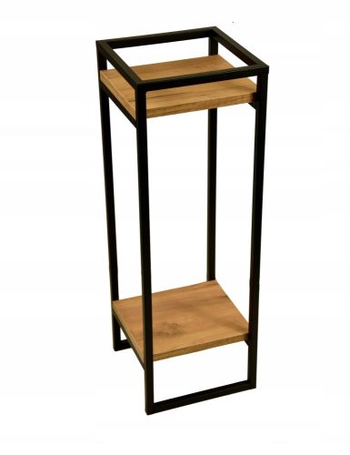 Stalak za cvijeće od metala visok 70 cm s hrastovim detaljima