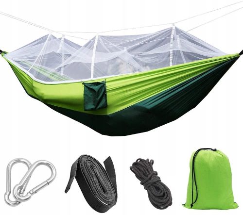 Viseća mreža za vrt - Viseća mreža bez motke MatMay Green) 200 kg 260 x 125