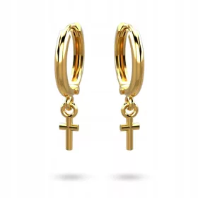 Zlatni viseći naušnice s krugovima i križevima 333 8k