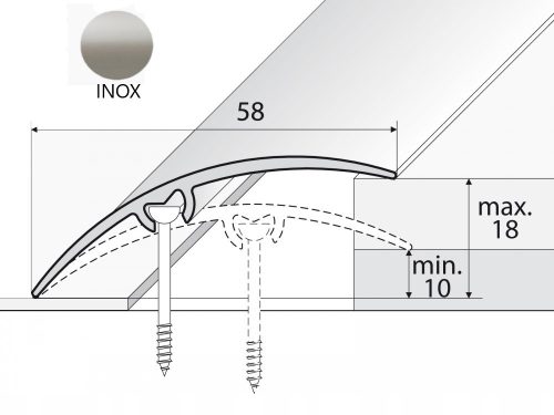 Lajsna za prag A75 58mm INOX 93cm
