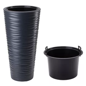    Form-Plastični lonac za cvijeće 35 cm x 35 x 68,5 cm promjer 35 cm plastične nijanse sive i srebrne