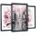 Moderni set od 3 apstraktna platna "Pink Peonies" u crnim okvirima dimenzija 129x63 cm