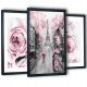 Moderni set od 3 apstraktna platna "Pink Peonies" u crnim okvirima dimenzija 129x63 cm