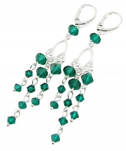 Emerald Elegance Swarovski Naušnice sa Srebrnim Filigranima