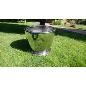   Vrtna posuda - Polnix saksija 28 cm x 26 x 28 cm promjer 26 cm keramika nijanse sive i srebrne