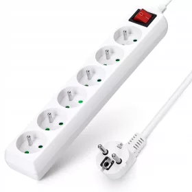 Aigostar trakasti produžni kabel 3 m, 6 utičnica, bijeli