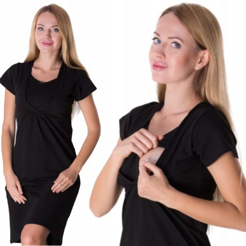 Pamučna noćna haljina za trudnice i dojilje siva veličina L/XL
