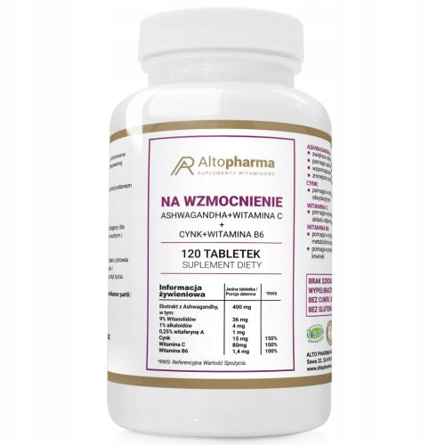 Tablete Ashwagandha + Cink + Vitamin C + B6 - AltoPharma, 120 Komada