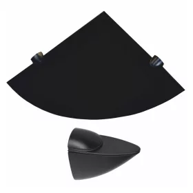   25X25 MODERNA POLICA OD CRNOG STAKLA S ELEGANTNIM CRNIM KUTNIM RUČKAMA