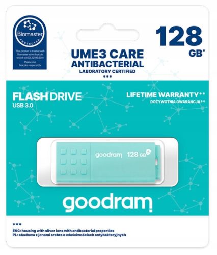 Antibakterijski USB pogon GOODRAM 128GB UME3 CARE 3.0 zelena