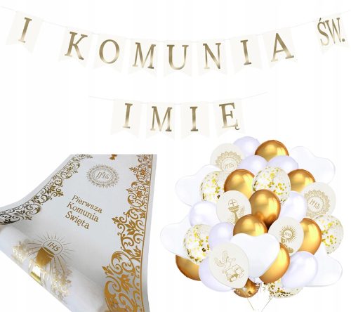 Zestaw za Prvu Pričest KOMUNIJA Baloni Banner IME Stalak za stol