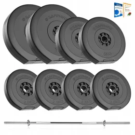 Safirni set utega, ravna šipka, 150 cm / 25 mm, 46 kg