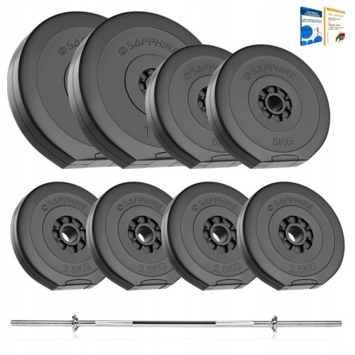 Safirni set utega, ravna šipka, 150 cm / 25 mm, 46 kg